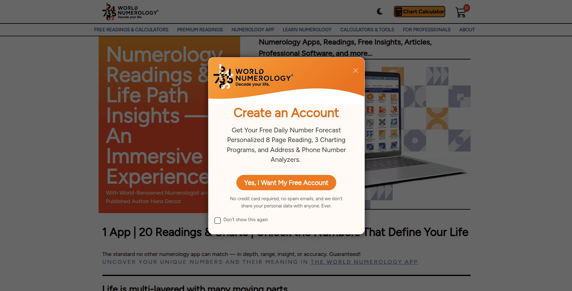 World Numerology numerology reading interface