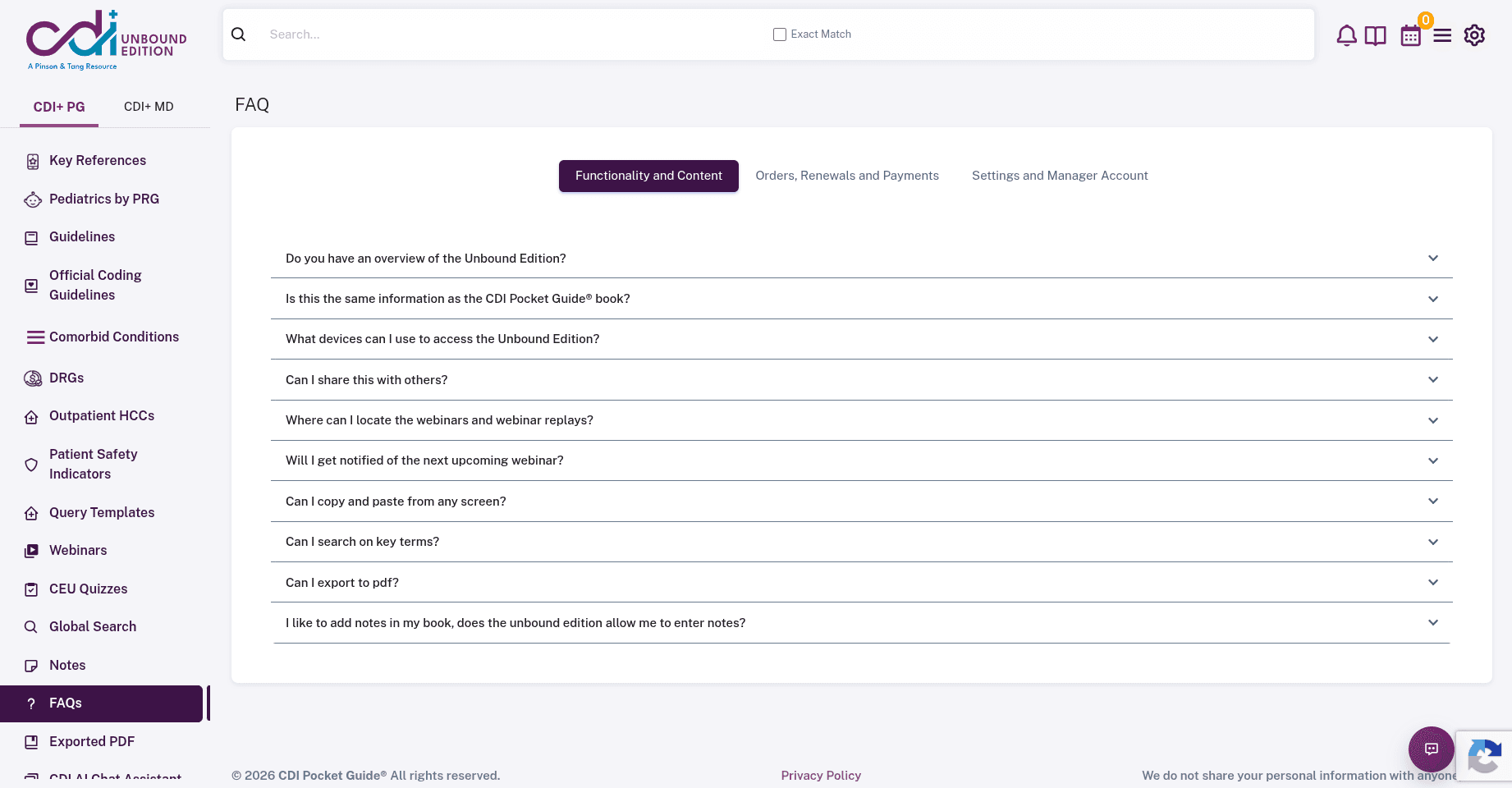 CDIPlus admin content management screen