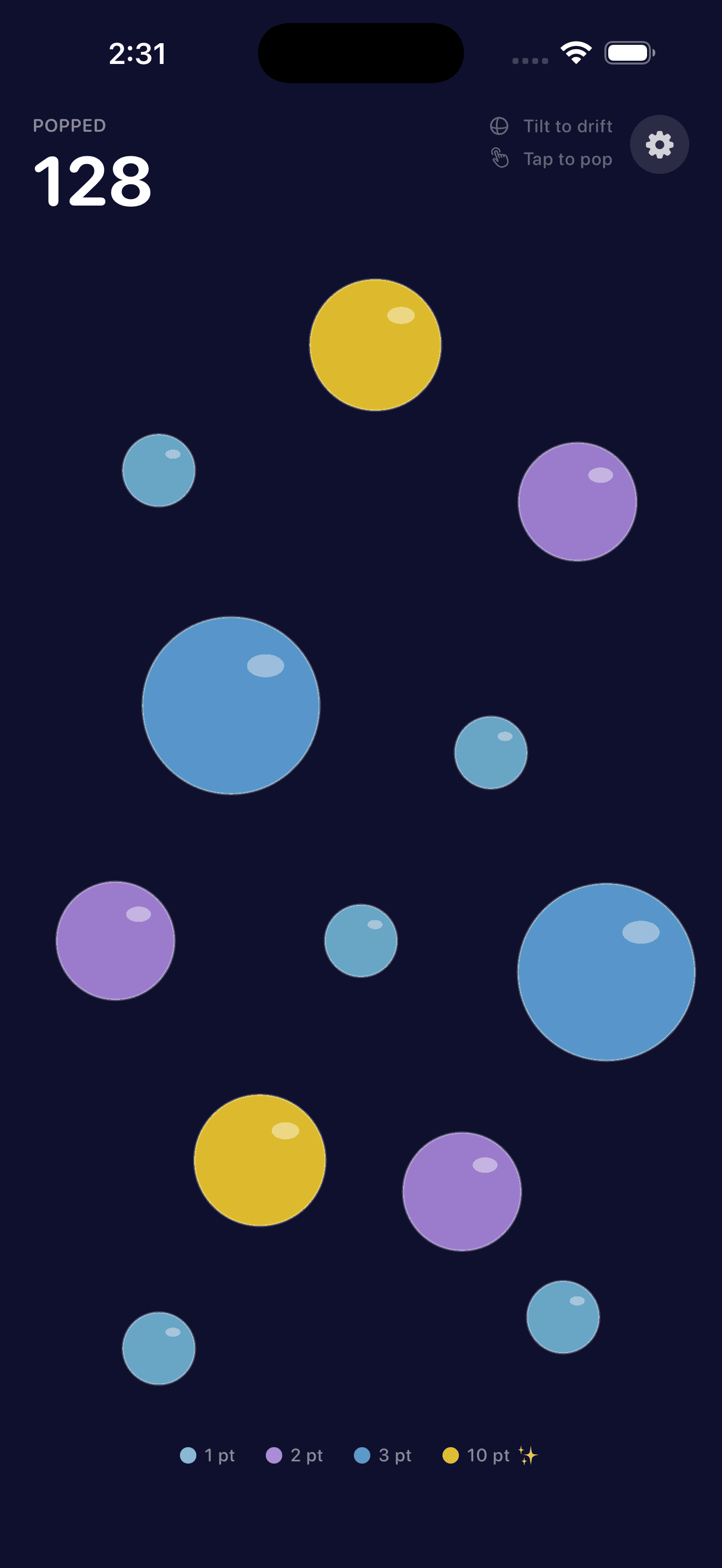 DG Stress Buster calm mood with floating bubbles