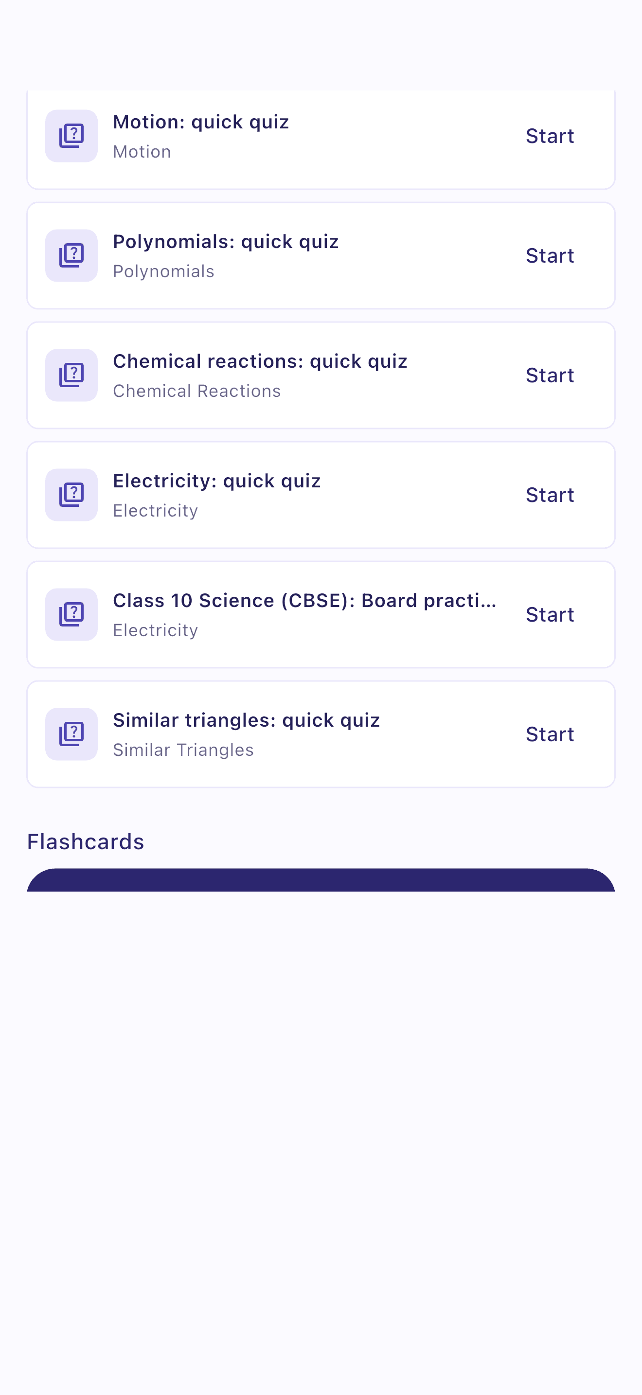 ExamBridge practice quizzes across subjects