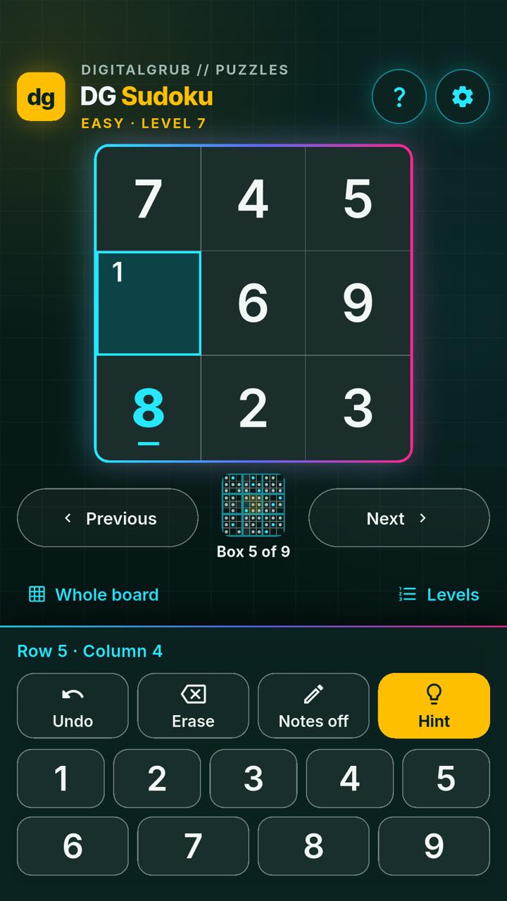 Larger squares view of one enlarged 3×3 box