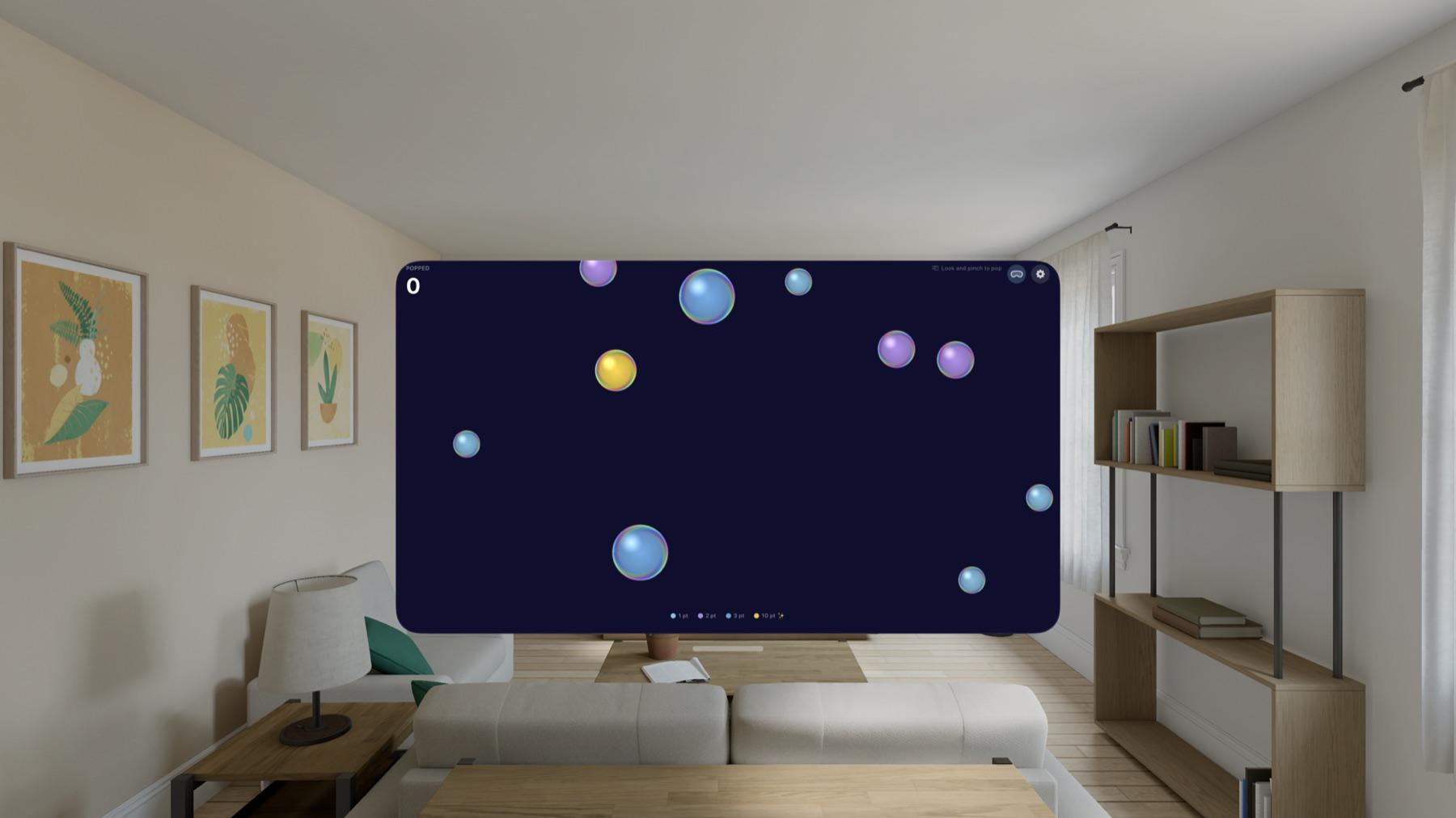 DG Stress Buster running in a floating window on Apple Vision Pro